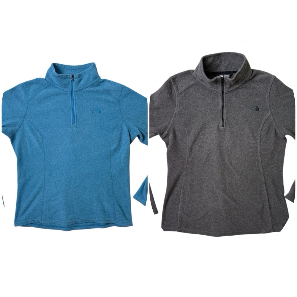 Lot 2‎ The North Face Womens M 1/4 Zip Fleece Pullover Jacket Polartec Blue Gray